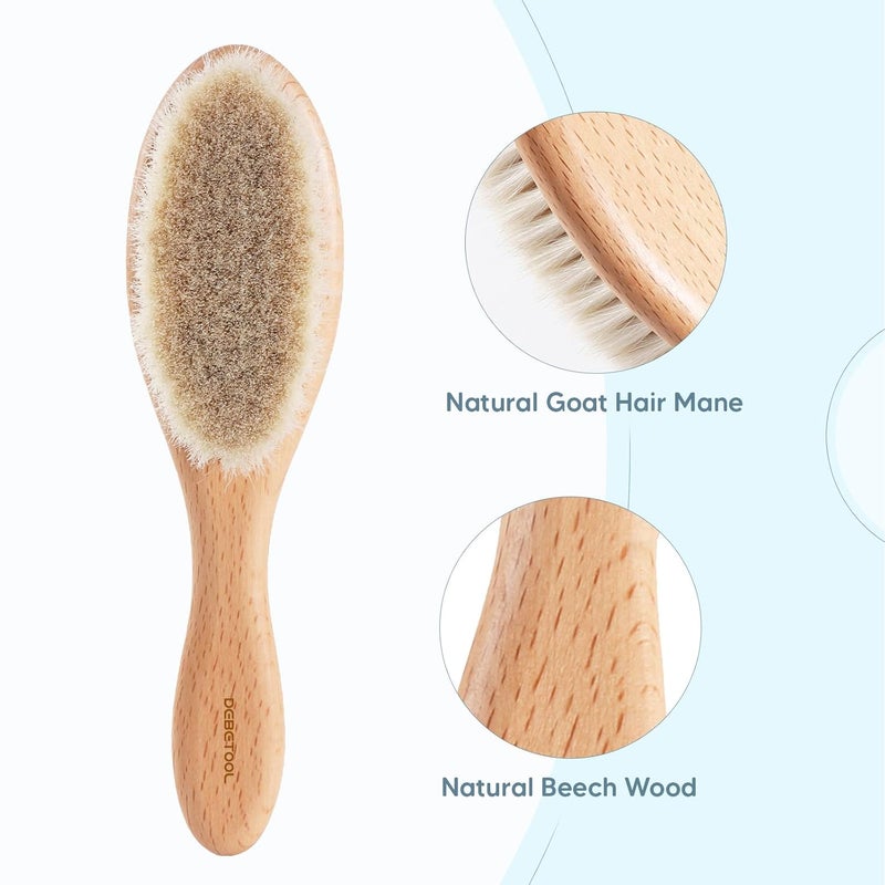 DEBETOOL Baby Hair Brush and Comb Set for Newborns & Toddlers - Wooden Baby Brush Set With Soft Goat Bristle and Toddler Comb, Ideal for Cradle Cap - Image 3